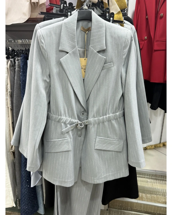 Milestone Çizgili Beli Kemerli Takım 687