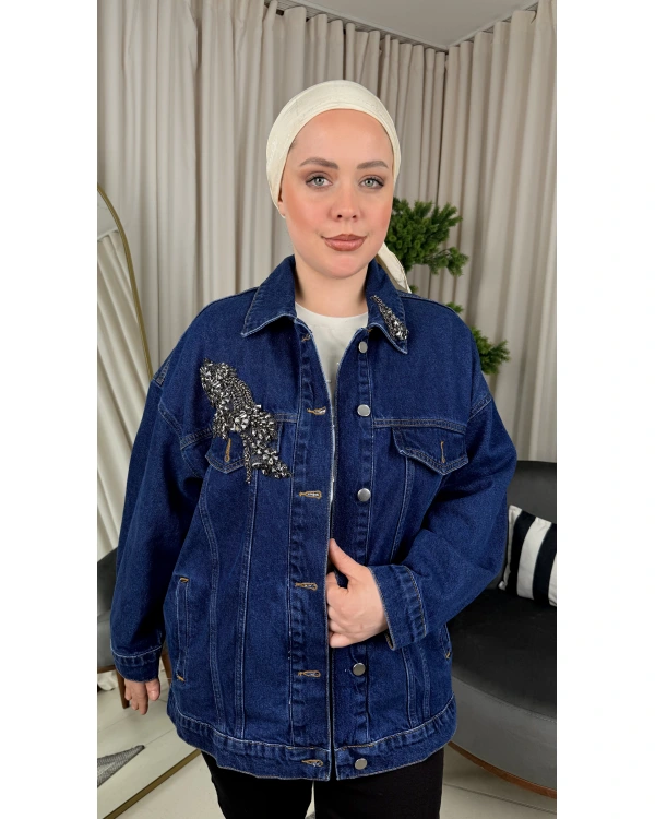My312 Cepleri Taşlı Jean Ceket 26W7948