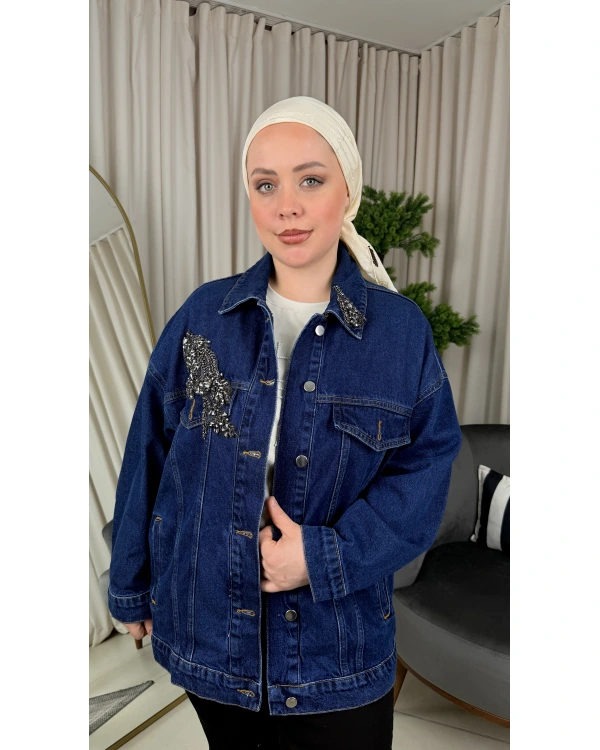 My312 Cepleri Taşlı Jean Ceket 26W7948