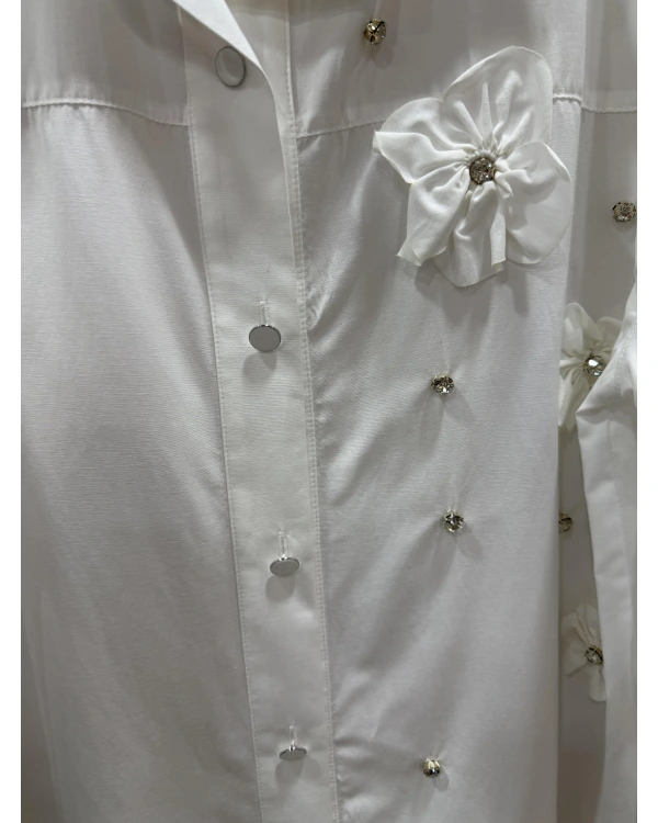 my312 Çiçek Detaylı Gömlek 25S8609-Ekru