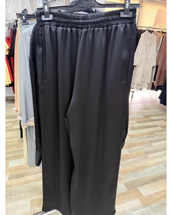 my312 Çizgili Saten Takım 25S1446-Siyah