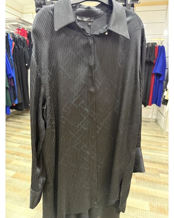 my312 Çizgili Saten Takım 25S1446-Siyah