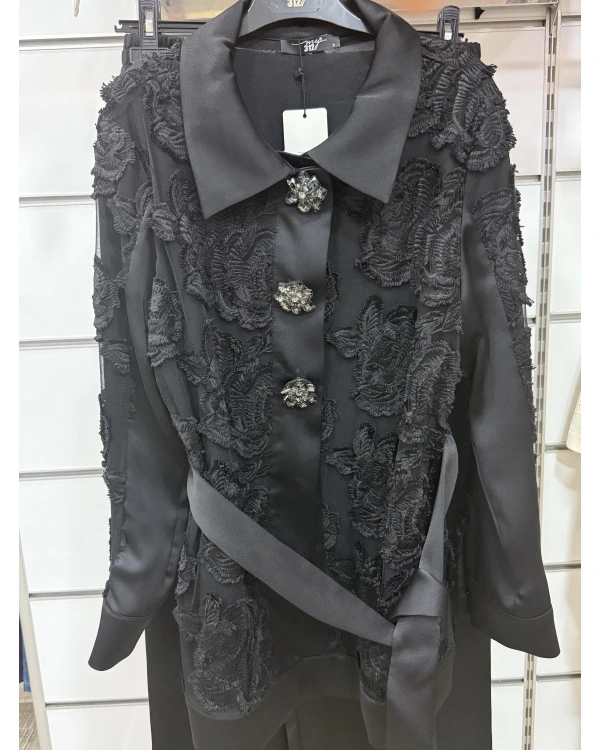 my312 Dantelli Saten Takım 25S1405 Siyah