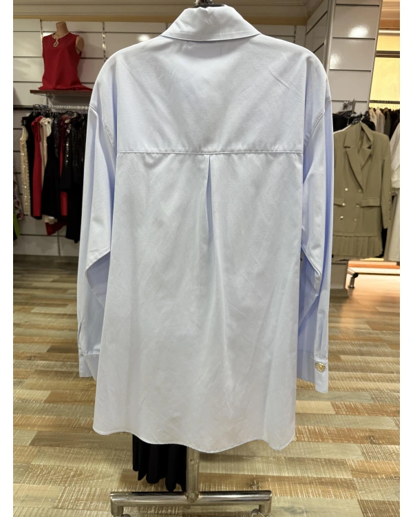 my312 Düğme Detaylı Gömlek 25S8602 Mavi