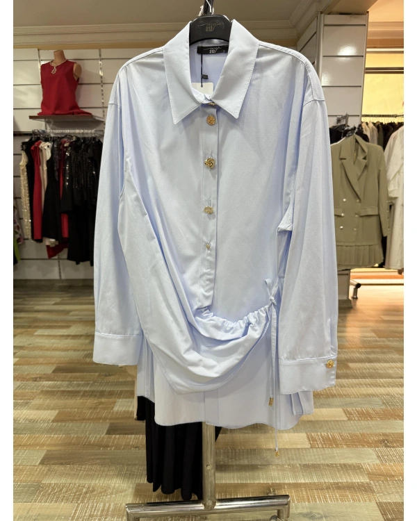 my312 Düğme Detaylı Gömlek 25S8602 Mavi