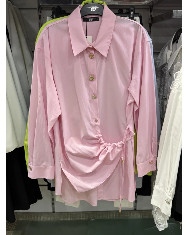 my312 Düğme Detaylı Gömlek 25S8602 Pembe