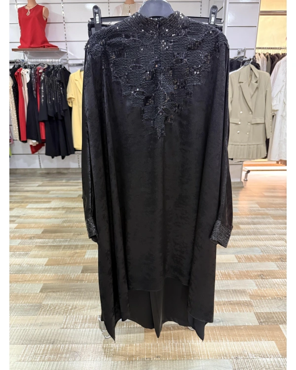 my312 Önü Payetli Pelerinli Takım 25S1402 Siyah