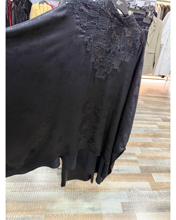 my312 Önü Payetli Pelerinli Takım 25S1402 Siyah