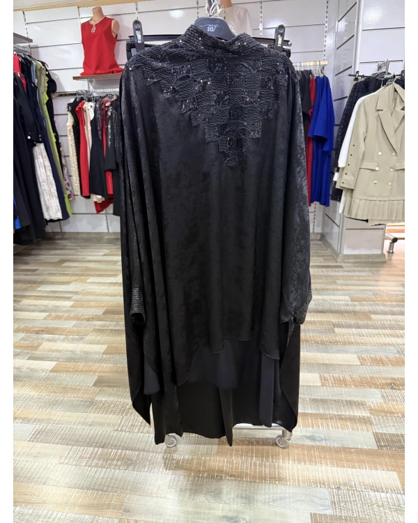 my312 Önü Payetli Pelerinli Takım 25S1402 Siyah