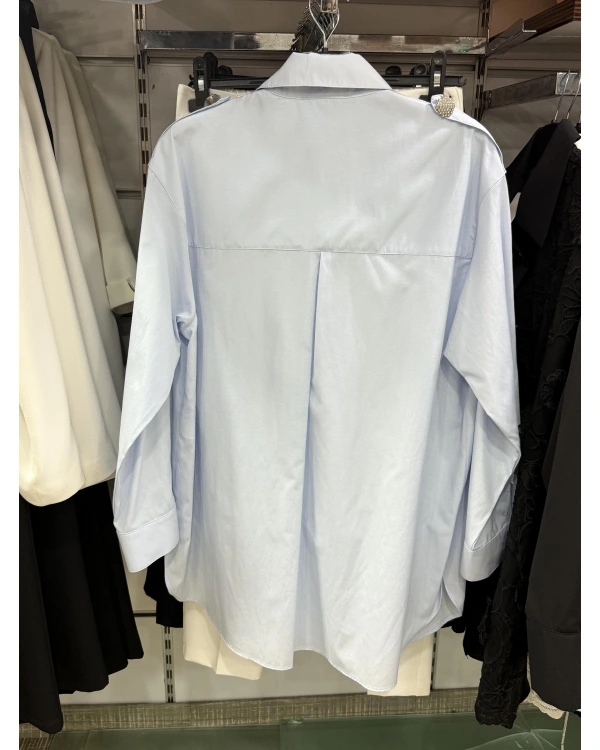 my312 Taş Detaylı Kravatlı Gömlek 25S8608 Mavi