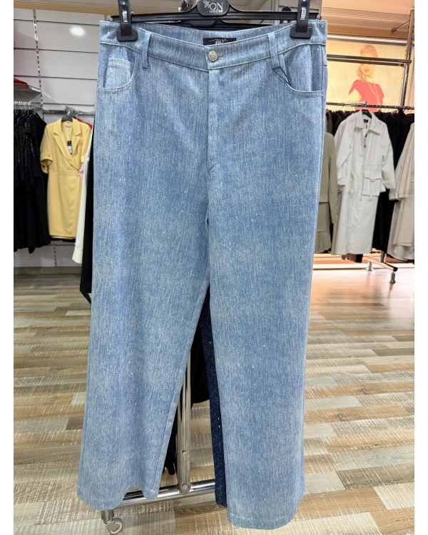 my312 Taşlı Bol Paça Jean 25S2701-Açık Mavi