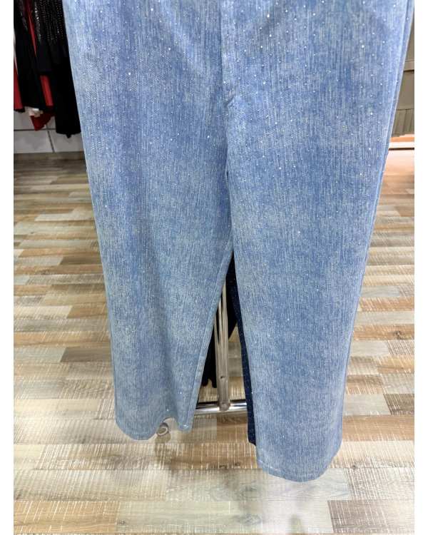 my312 Taşlı Bol Paça Jean 25S2701-Açık Mavi