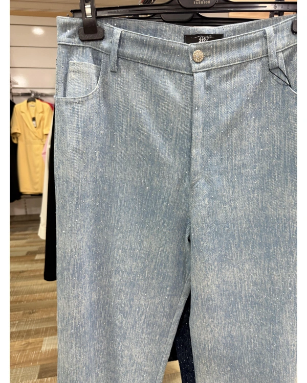 my312 Taşlı Bol Paça Jean 25S2701-Açık Mavi