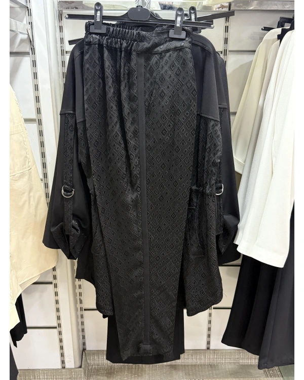 my312 Yakası Broşlu Taşlı Düğmeli Jakarlı Takım 25S1416 Siyah