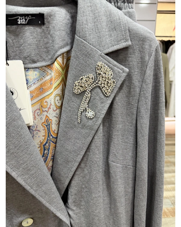 my312 Yakası Taşlı Takım 25S1400 Gri