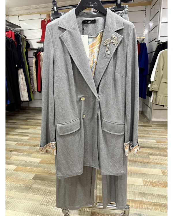 my312 Yakası Taşlı Takım 25S1400 Gri