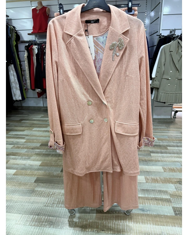 my312 Yakası Taşlı Takım 25S1400 Somon