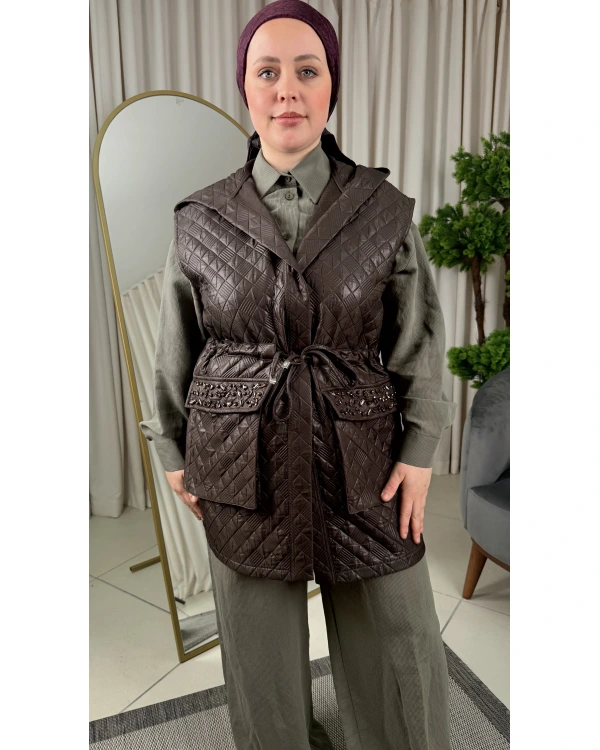 Nuss Cep Taşlı Kapitone Yelek 26K6022