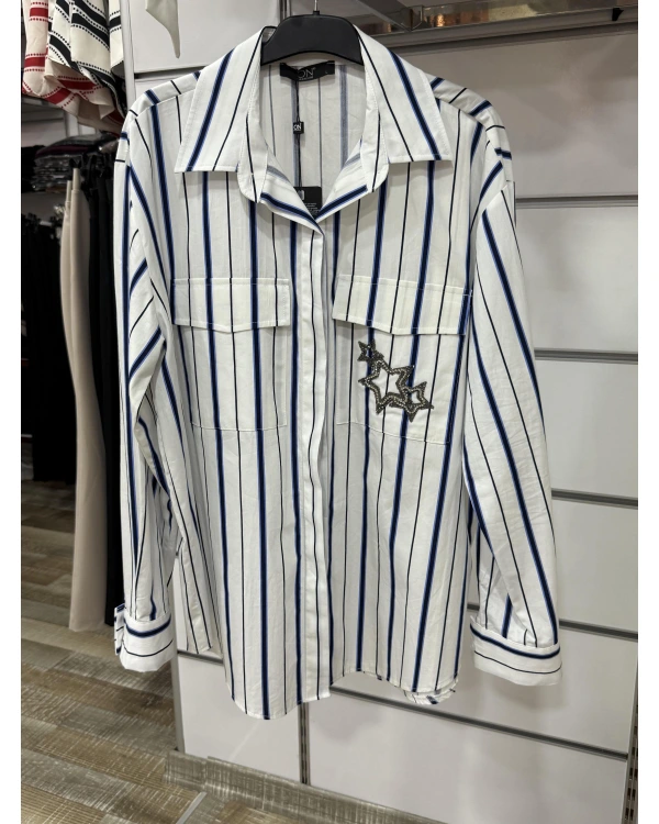 On Fashion Yıldız Detaylı Önü Cepli Gömlek 56300