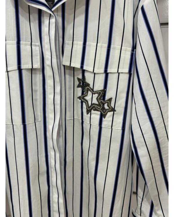 On Fashion Yıldız Detaylı Önü Cepli Gömlek 56300