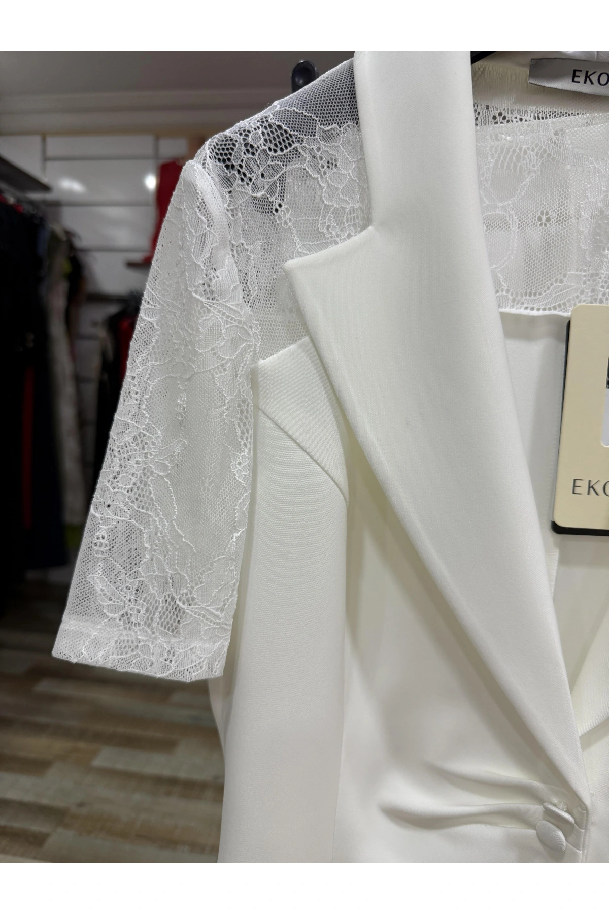 Ekol Dantel Detaylı Kadın Ekru Ceket 04042