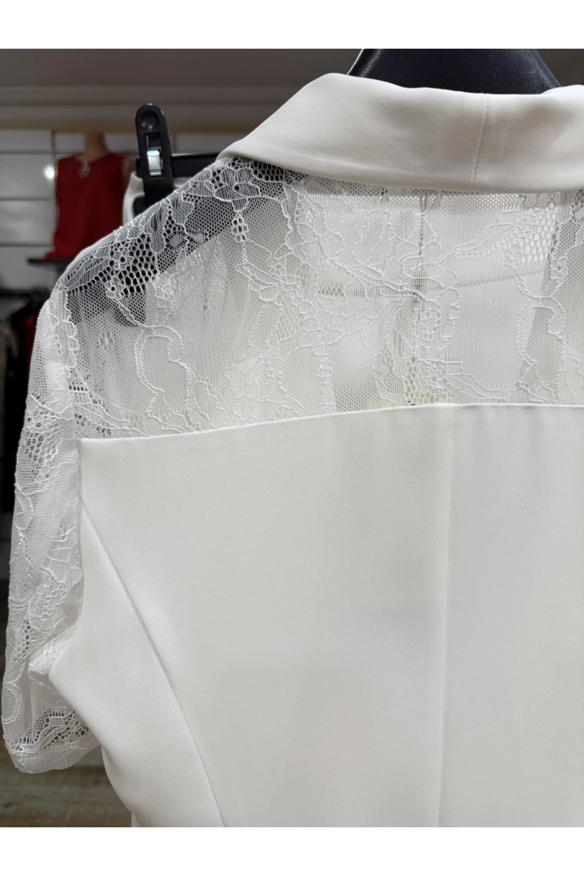 Ekol Dantel Detaylı Kadın Ekru Ceket 04042