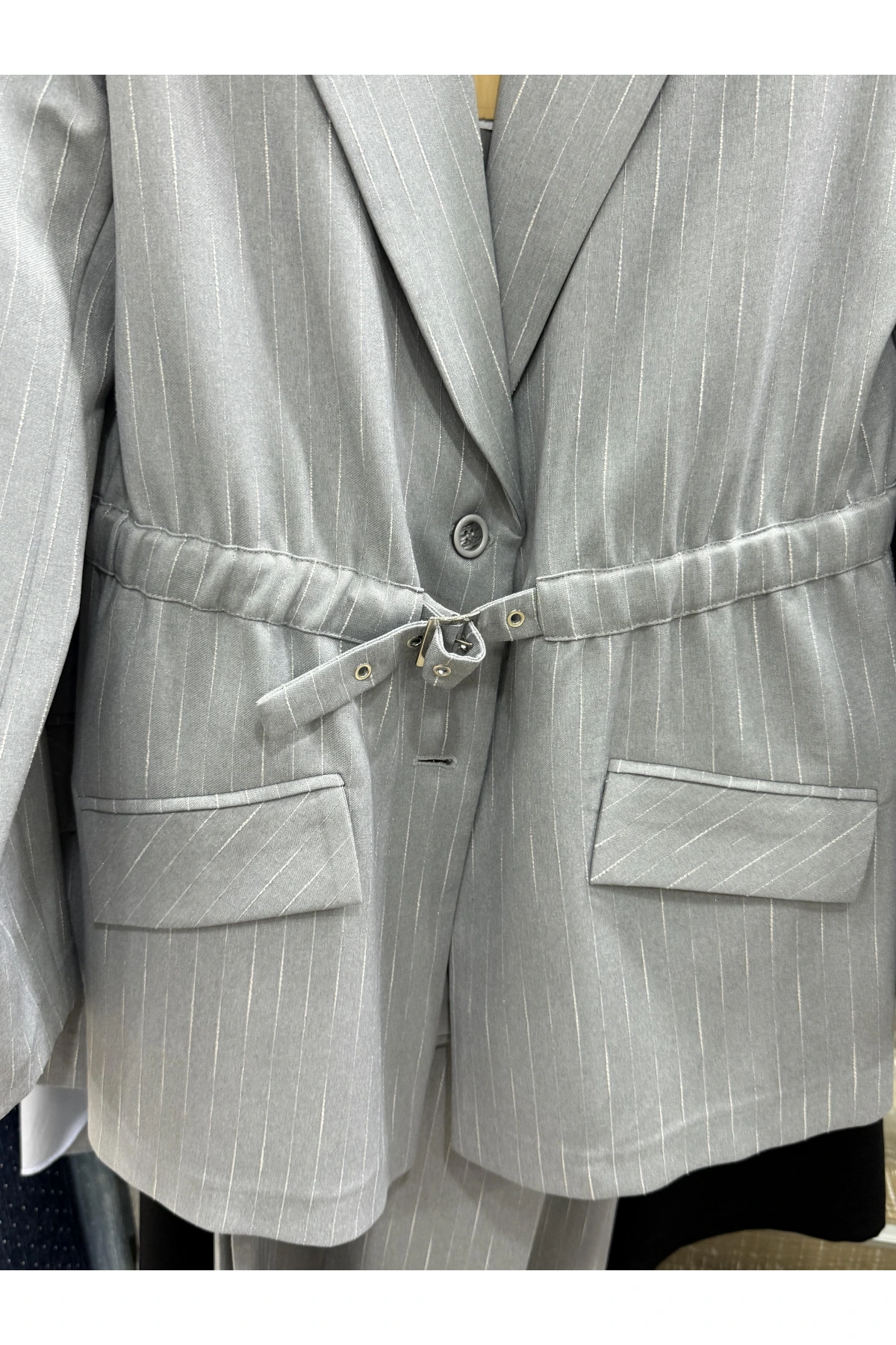 Milestone Çizgili Beli Kemerli Takım 687