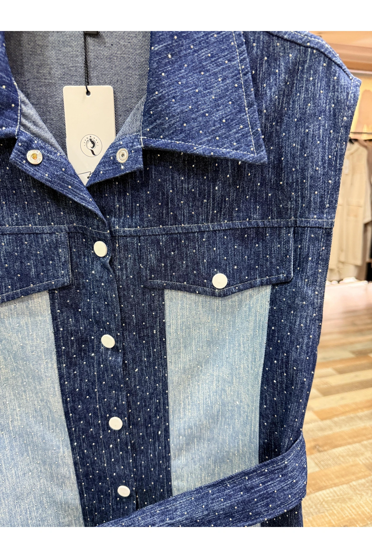 My312 Arkası Taşlı Kadın İndigo Yelek 9900