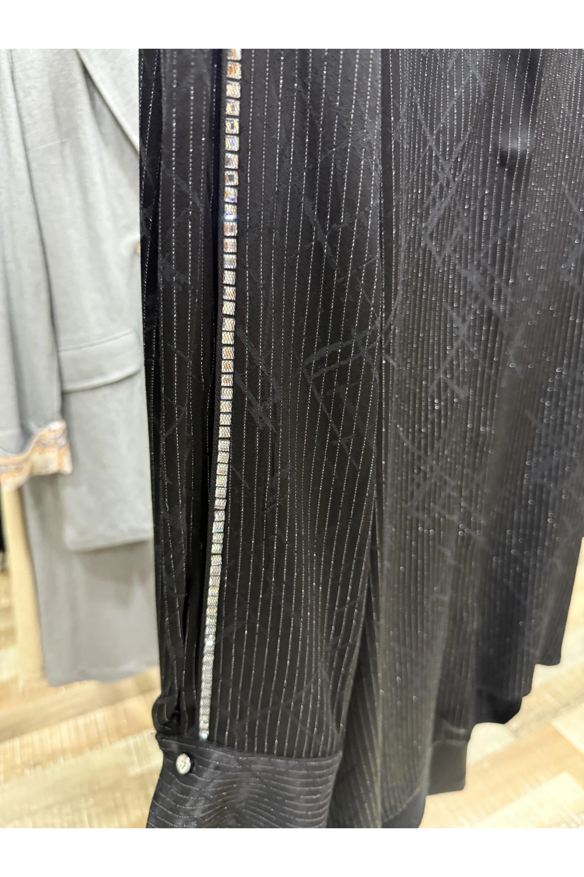 my312 Çizgili Saten Takım 25S1446-Siyah