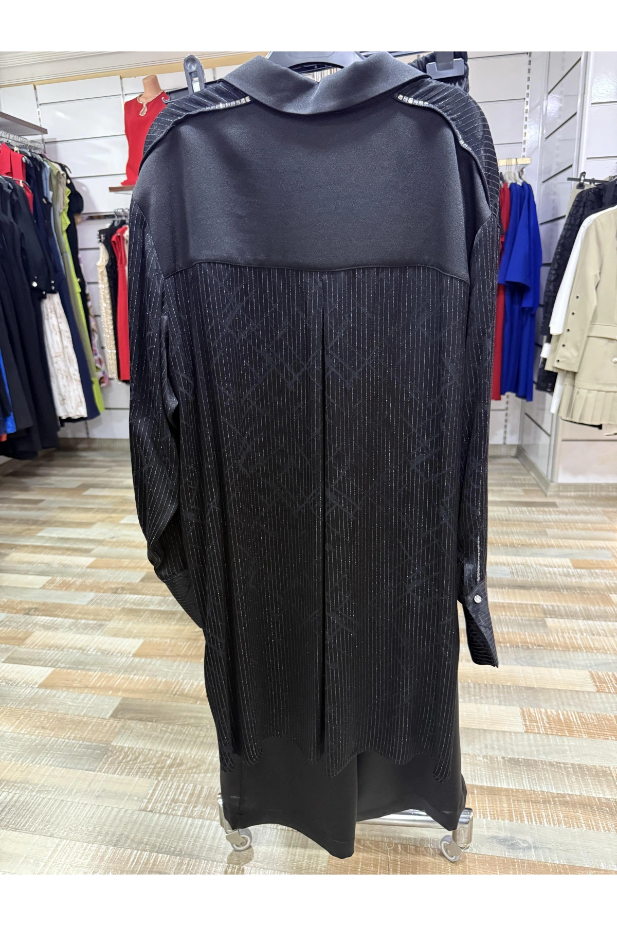 my312 Çizgili Saten Takım 25S1446-Siyah