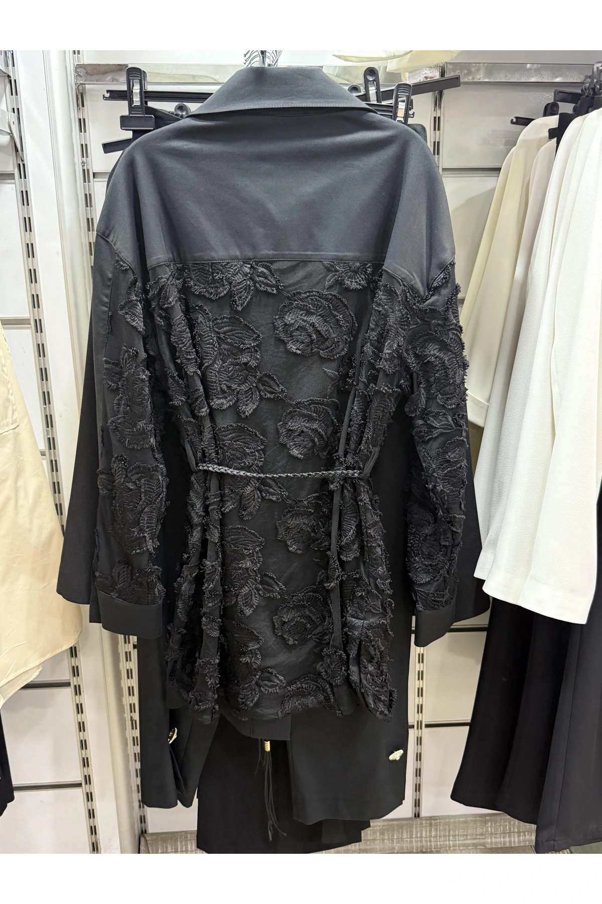 my312 Dantelli Örgü Kemerli Önü İşli İkili Takım 25S1406 - Siyah