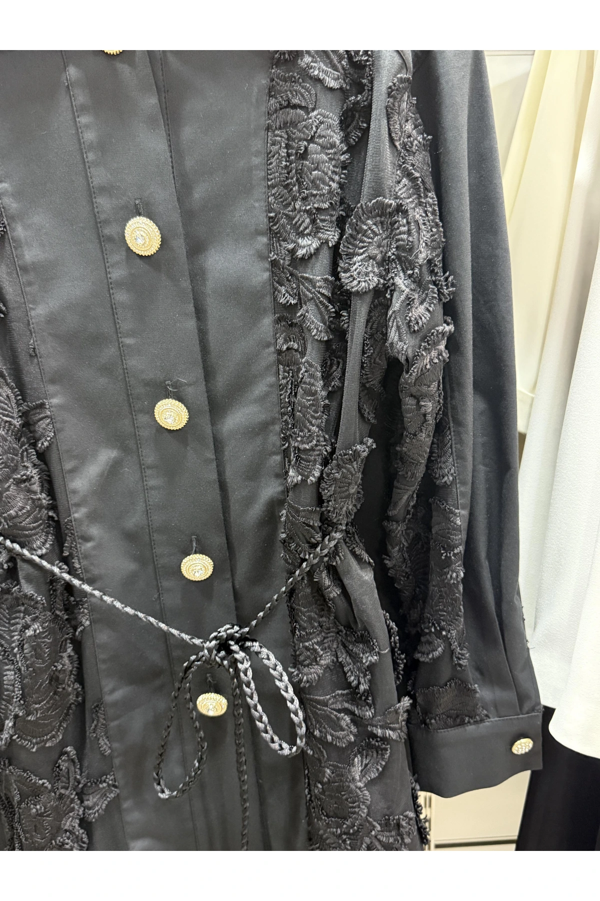 my312 Dantelli Örgü Kemerli Önü İşli İkili Takım 25S1406 - Siyah