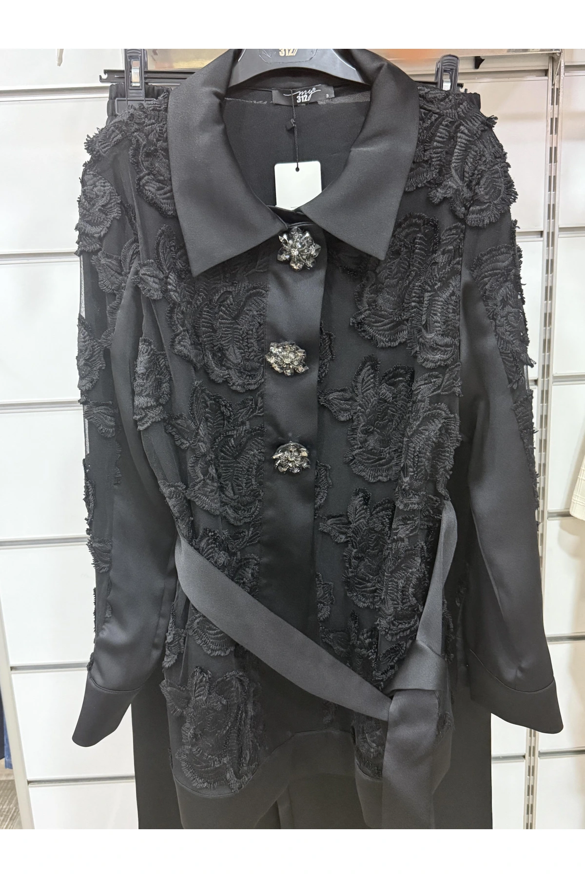 my312 Dantelli Saten Takım 25S1405 Siyah