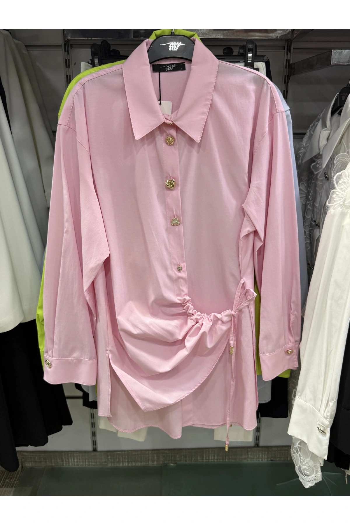 my312 Düğme Detaylı Gömlek 25S8602 Pembe