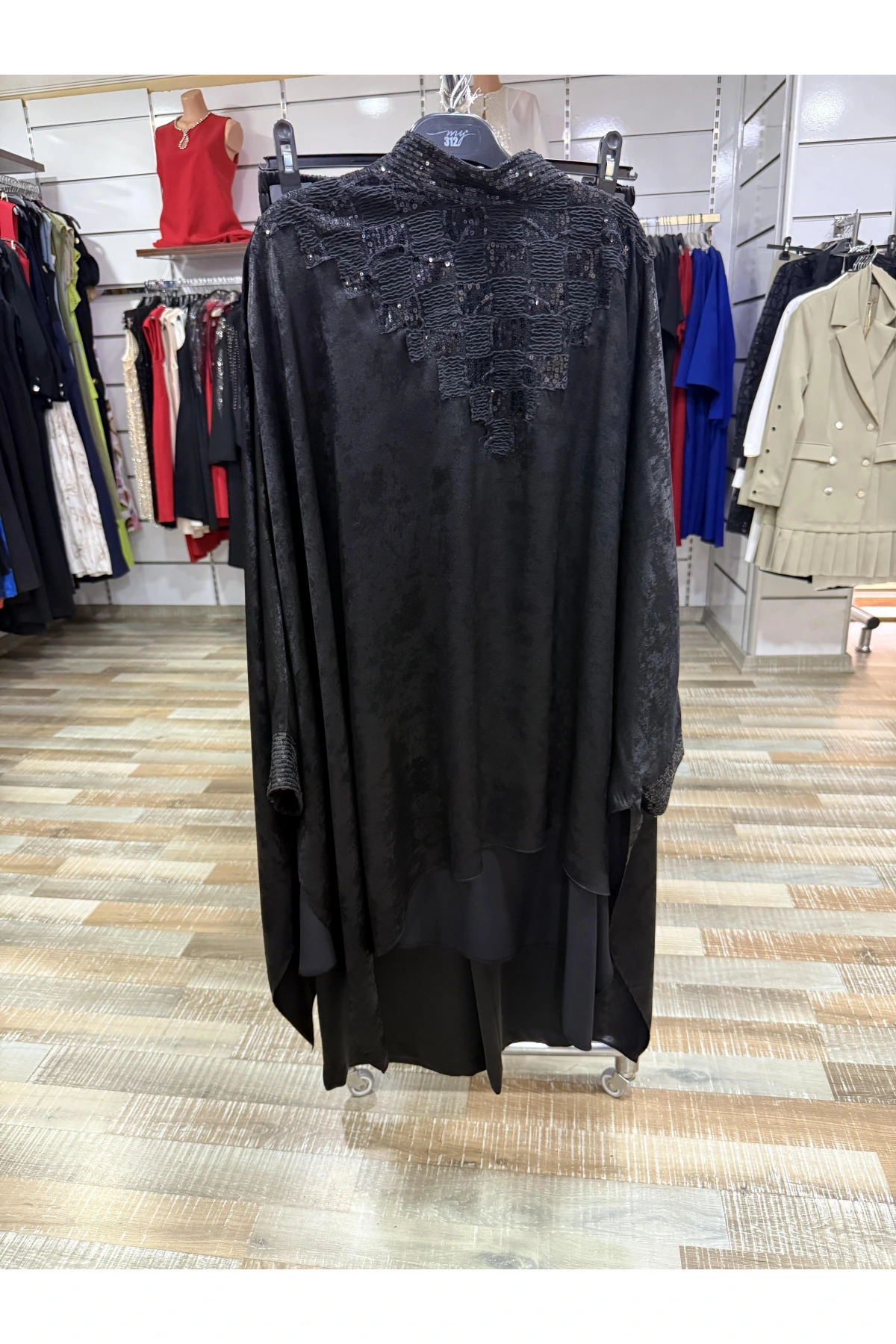 my312 Önü Payetli Pelerinli Takım 25S1402 Siyah