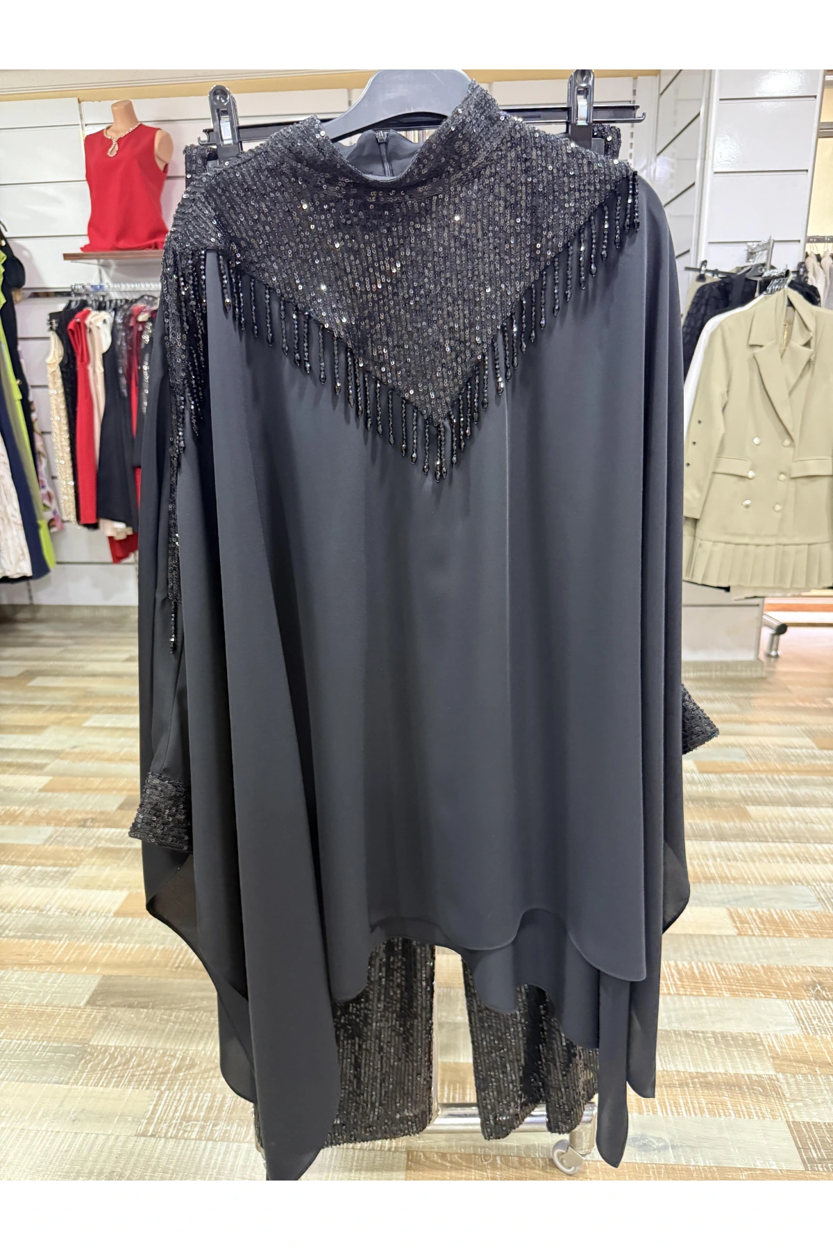 my312 Pelerinli Payetli Takım 25S1403 Siyah