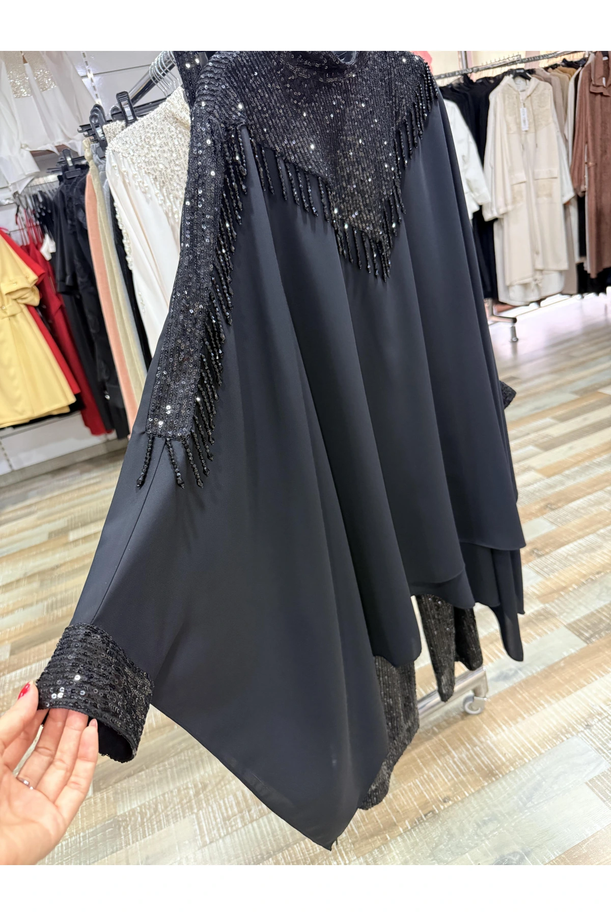 my312 Pelerinli Payetli Takım 25S1403 Siyah