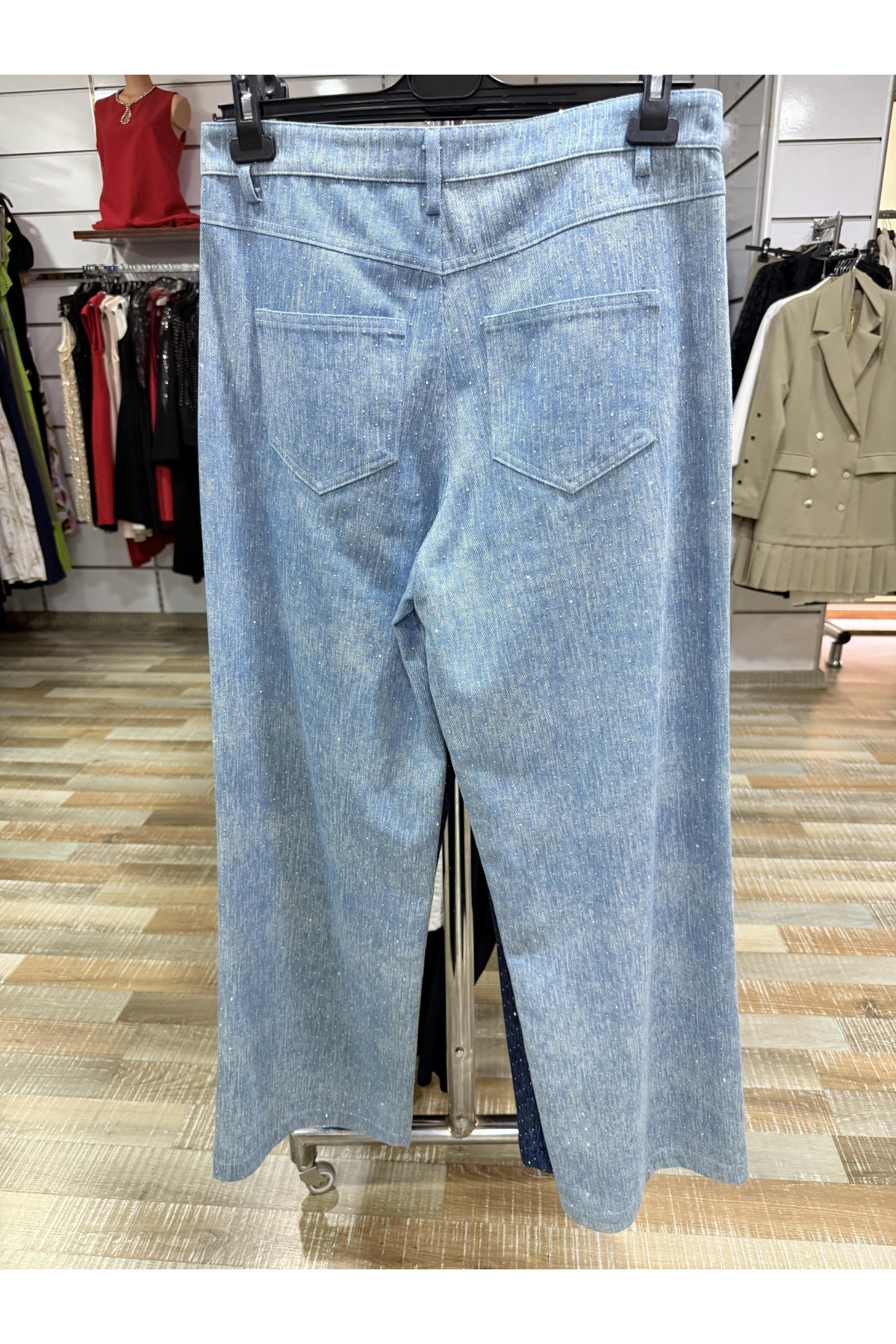 my312 Taşlı Bol Paça Jean 25S2701-Açık Mavi