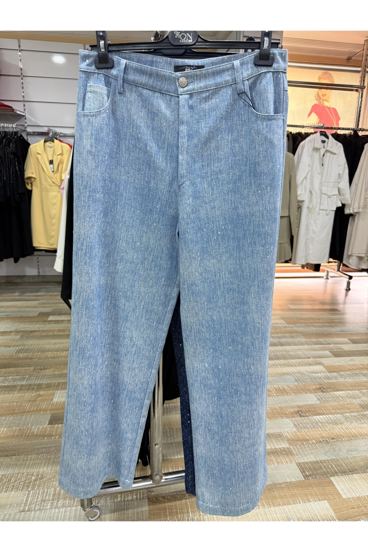 my312 Taşlı Bol Paça Jean 25S2701-Açık Mavi