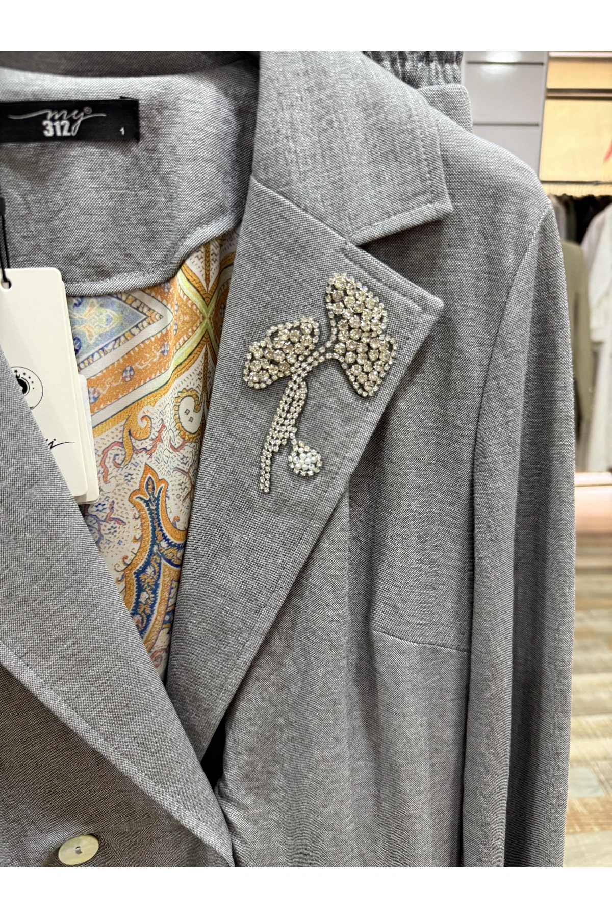 my312 Yakası Taşlı Takım 25S1400 Gri