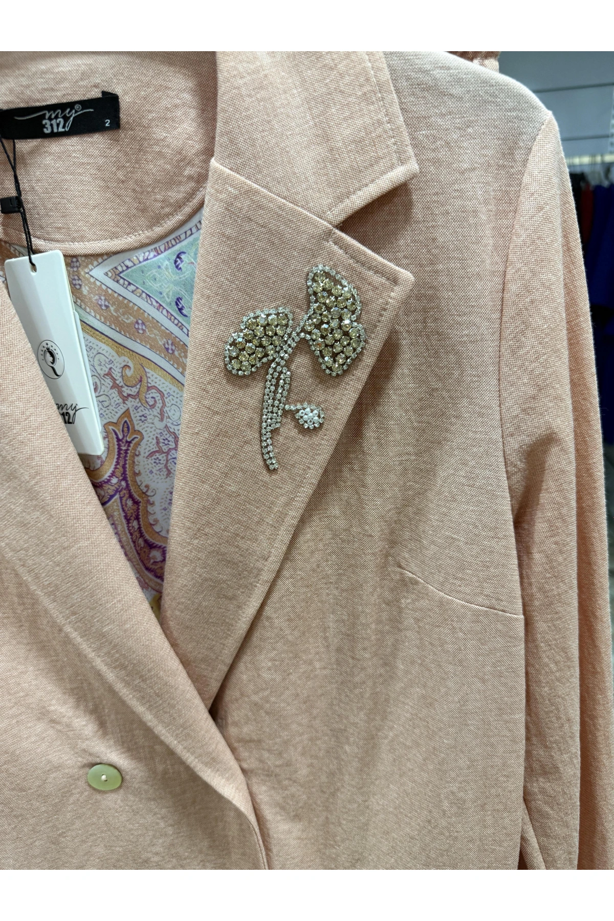 my312 Yakası Taşlı Takım 25S1400 Somon