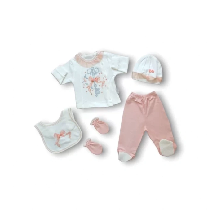 Kanaviçe Nakışlı  5li Zıbın Takımı Hastane Çıkışı Pudra