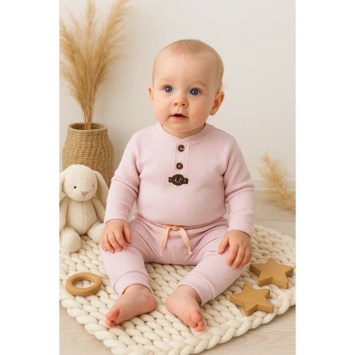 Waffle Çıtlı Düğmeli 2li Mevsimlik Takım