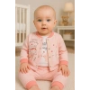 Happy Dancing Desenli 3lü Hırkalı Kız Bebek Takım