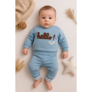 Hello Nakışlı % 100 Pamuk 2li Erkek Bebek Takım