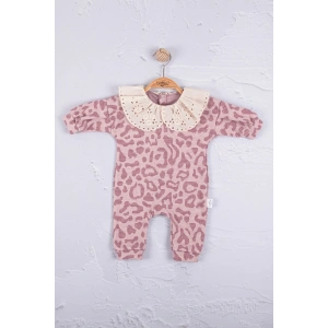 Leopar Dama Desenli % 100 Pamuk Kız Bebek Tulum