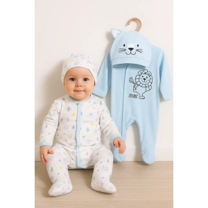 Mini Jungle Aslan Desenli Erkek Bebek 4lü Tulum Seti