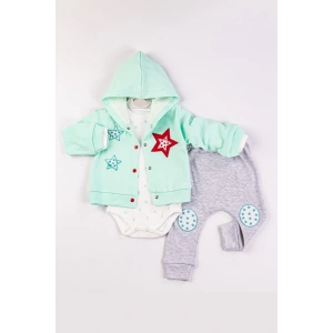 Yıldız Nakışlı Kapişonlu Kız Bebek Takımı