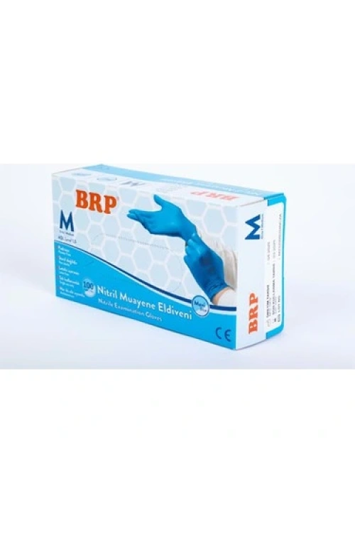 BRP Pudrasız (Mavi Nitril) Muayene Eldiveni 100 lük - M