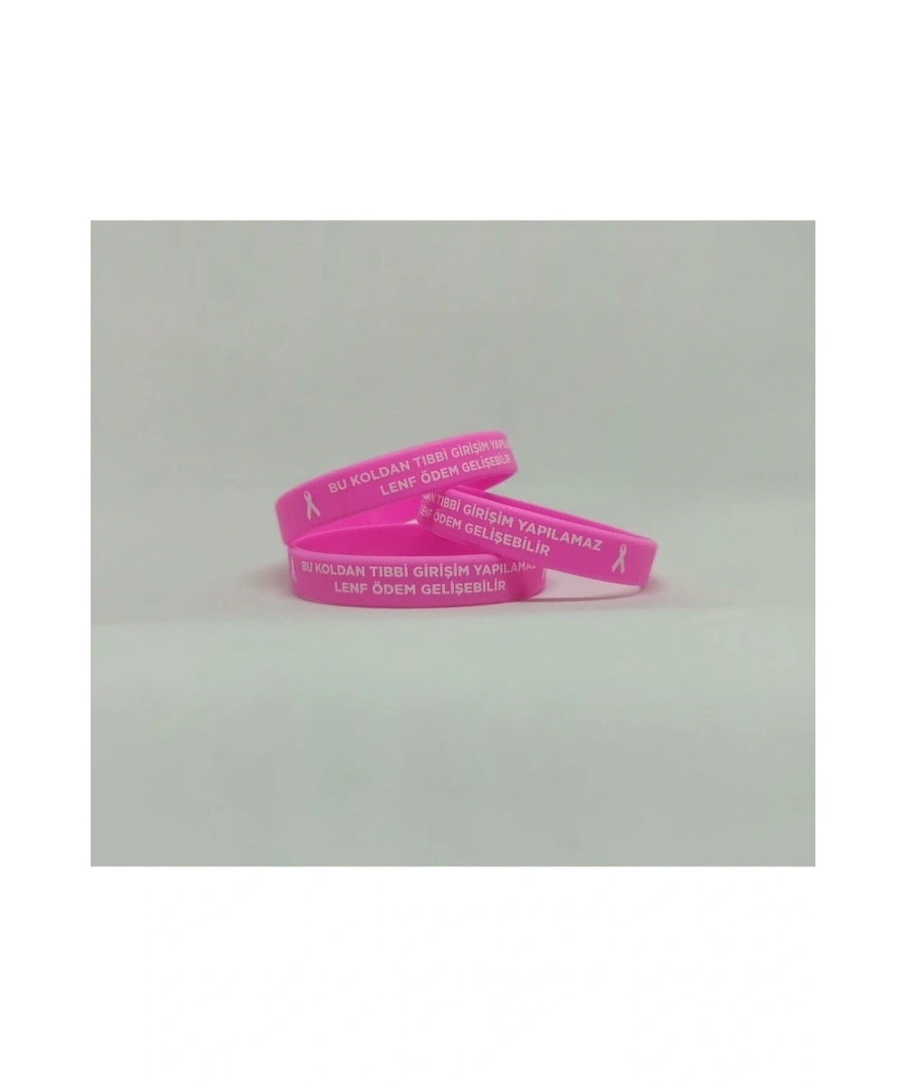 Silikon Meme Kanseri Farkındalık Bilekliği - Lenf Ödem Bilekliği - Uyarı Bilekliği 1 Adet